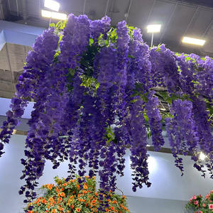 IJ046 Fleurs artificielles de glycine en gros 105cm 3 branches Haute qualité Fleurs artificielles de glycine suspendues Décoration de mariage et de fête - Product Image 6