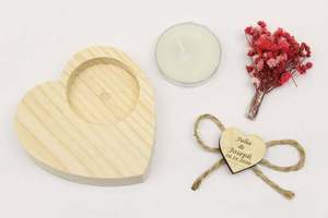 Custom Holiday Decoration Bridal Shower Favors Wedding Guest Favors Gifts Wooden Heart Shaped <strong>Tealight</strong> Candle <strong>Holder</strong> - Product Image 3