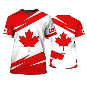 वैयक्तिकृत प्रतीक मेपल लीफ हीट-ट्रांसफर प्रिंटिंग कनाडाई ध्वज नरम सामग्री के साथ वैयक्तिकृत बेसबॉल टी-शर्ट