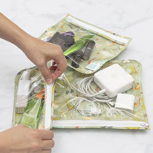Organisateur de <span class=keywords><strong>voyage</strong></span> en PVC transparent imprimé personnalisé pochette à cosmétiques à fermeture éclair étanche pour <span class=keywords><strong>voyage</strong></span> trousse de toilette cosmétique transparente à plat - Product Image 6