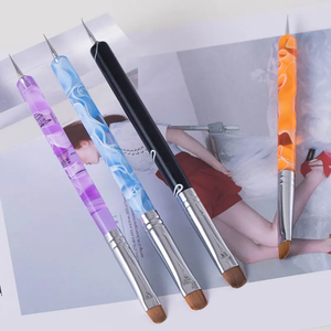 Pincel de doble punta con mango acrílico y pelo de nailon Kolinsky para limpieza de uñas, herramienta de dibujo para arte de uñas francés, tallas 10-16, venta al por mayor - Product Image 5
