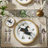 Service de table vintage en porcelaine fine, motif cheval persan royal, assiette de présentation en céramique, tasse à café et bol en porcelaine pour mariage