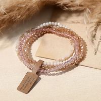 Bracelet extensible bohème 4 pièces en verre facetté et perles de cristal, bracelet à perles multicouche empilable et tendance