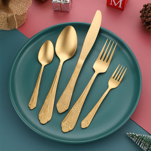 Vàng Bạc Chạm khắc thiết lập dao kéo nổi bạc thiết kế cổ điển vàng thanh lịch thiết lập dao kéo - Product Image 4