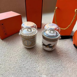 Ensemble de tasses à thé et soucoupes en céramique dorée arabe de luxe, portables pour l'extérieur, tasses à café en porcelaine avec boîtes - Product Image 2