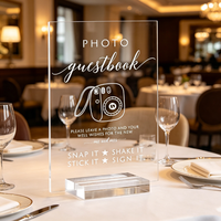 Panneau de table personnalisé en acrylique transparent 5x7 avec support, pour livre d'or photo, décoration de réception de mariage et de fête, vente en gros