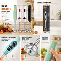 Mixeur Plongeant Électrique 500W à 2 Vitesses avec Lame en Acier Inoxydable pour Aliments Bébé, Soupes et Sauces
