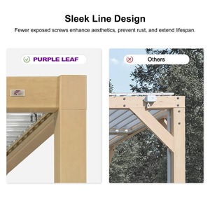 Pergola extérieure en aluminium à grain de bois 3D avec toit à lames orientables, auvent coupe-vent et imperméable pour <span class=keywords><strong>piscine</strong></span>, pavillon, parasol, gazebo - Product Image 4