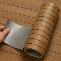 Papier peint de grille de rainure de grain de bois 3D imperméable autocollant amovible pelable et collable