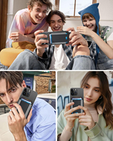 Funda Magnética para iPhone 14, Funda Magnética de Cuero PU para Apple 13 Pro con Ranuras para Tarjetas, Tela Elástica, Imán Fuerte, Portátil