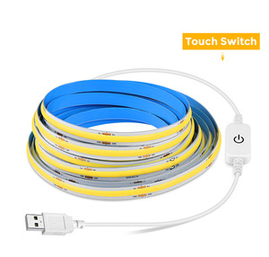 Bandeaux <span class=keywords><strong>LED</strong></span> COB haute densité 320 <span class=keywords><strong>LED</strong></span>/<span class=keywords><strong>LED</strong></span> par mètre, interrupteur tactile USB, intensité variable, DC5V, 3000K 6000K, pour aménagement paysager - Product Image 3