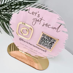 Pantalla de mesa de salón de belleza personalizada Escanear para pagar <span class=keywords><strong>Venmo</strong></span> <span class=keywords><strong>Paypal</strong></span> Cash Blanco Acrílico personalizado Qr Code Stand Sign - Product Image 6