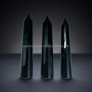 Vente en gros de tourmaline noire faite à la main, en forme de crayon, facettes, cristaux naturels, artisanat, pierres de Reiki, minéraux, jade, mascotte Feng Shui - Product Image 2