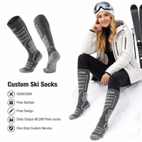 Chaussettes hautes chaudes en laine tricotée épaisse, personnalisées, unisexes, pour jeunes, avec logo sur le dessous, idéales pour le ski et le snowboard en hiver