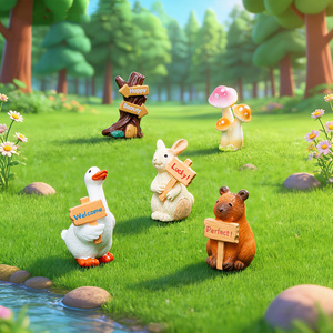 Figurines miniatures de capybara en résine pour panneaux routiers, accessoires de paysage pour micro-jardins féeriques, décorations artisanales - Product Image 3