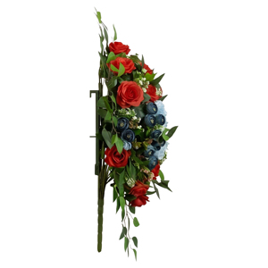 <b>Artificial</b> Red and Blue Rose <b>Bouquet</b> Decorative Wreath and Swag Floral Arrangement for Home Wedding Wall Event Decor - Product Image 2