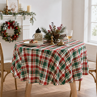 Nappe ronde HuaLai 120 pouces en polyester effet coton à motif tartan écossais pour les repas de Noël, sans plis, personnalisable