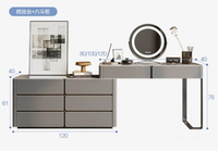 Ensemble de coiffeuse moderne minimaliste en bois massif réglable pour appartement, avec miroir éclairé à rabat et tabouret de rangement, table de maquillage 2-en-1