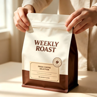Custom Moisture Proof 500g Coffee Bean Packaging Bag Eight Sides Heat Sealing Flat Bottom Pouch with Valve
