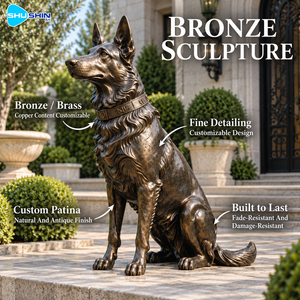 Escultura Realista de Perro Pastor en Bronce, Estatua Conmemorativa de Animal Personalizada en Latón y Cobre con Acabado Antiguo para Jardín de Hotel o Villa - Product Image 2