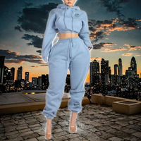 Ensemble de survêtement sportif 2 pièces pour femme, grande taille, léger, avec logo personnalisé, pour le printemps, sweat-shirt et pantalon de survêtement longs