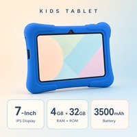 Tablette PRITOM K7 mignonne, écran tactile Android, 1024*600 HD, processeur quadricœur 7731E, 4 Go + 32 Go, tablettes magnifiques avec housse