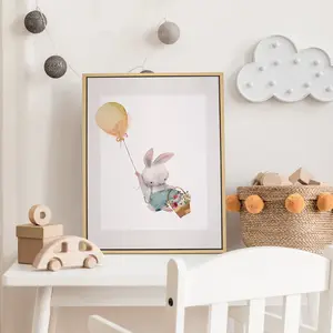 picture prints and framing cute animals Bunny Fly High painting with frame