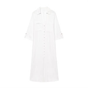 Vestido de Manga Larga con Cuello en V y Abertura Lateral Estilo Camisa, Nueva Moda para Mujer, KAR & OT ZA 8372070 - Product Image 6