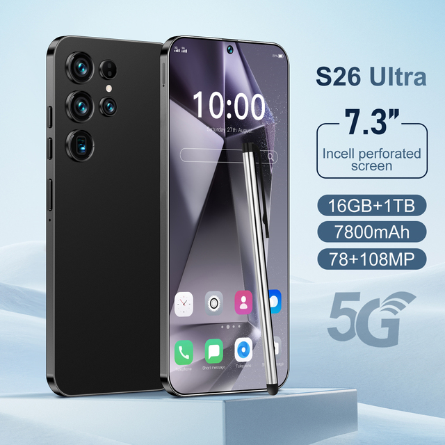 Hot Selling S26 Ultra Android 14 Smartphone 16GB+1TB 108MP HD Beauty Camera Dual SIM 100W Spanish 108MP HD Beauty Camera 100W