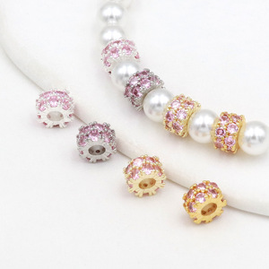 Zircon Barrel <b>Beads</b> 14k Gold Silver Plated Double Layer <b>Large</b> Hole DIY Jewelry Accessories For Bracelet Necklace Making - Product Image 3
