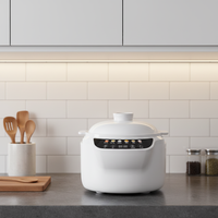Marmite Électrique Multifonction avec Couvercle en Céramique Blanche - 1,5-2,5 L, Menus Préprogrammés, Minuteur et Réservation, pour une Cuisine Saine, Aliments pour Bébé