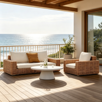 Ensemble de salon de jardin 4 places de luxe moderne, durable et confortable en rotin PE et aluminium résistant aux intempéries