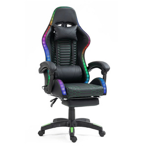 Venta al por mayor OEM colorido RGB LED luces <span class=keywords><strong>Razer</strong></span> verde Racing Gaming <span class=keywords><strong>silla</strong></span> ajustable reclinable <span class=keywords><strong>Gamer</strong></span> sillas de oficina con reposapiés - Product Image 1
