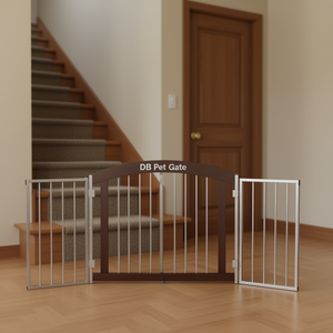 Puerta Plegable para Mascotas Db, Color Marrón Oscuro, Arco de Acero Inoxidable, Puerta Interior de Seguridad para Gatos - Product Image 2