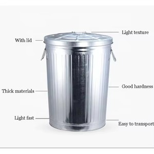 Iron Trash <strong>Can</strong> Lid Rolling Cover Eco-Friendly Indoor/Outdoor Use Storage Organization <strong>Decorative</strong> <strong>Garbage</strong> <strong>Can</strong> Waste Bin Kitchen - Product Image 4