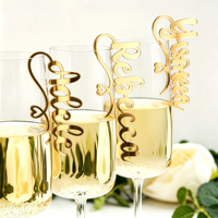 Étiquette nominative personnalisée en acrylique 3D pour verre à vin, carte de nom minimaliste pour verre à boisson, breloque décorative multicolore personnalisée pour mariage et fête