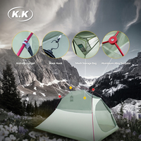 Carpa Kawagebo Kamp (KK) de 2 kg / 4.4 lb, 190T, Poliéster Impermeable, para 2 Personas, Ligera, para Senderismo y Montañismo