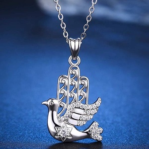 <span class=keywords><strong>Venta</strong></span> al por mayor de Plata de Ley 925 religioso pájaro blanco paloma de la paz, collar del colgante del encanto - Product Image 5