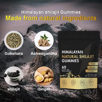 Gummies de Shilajit Naturel de l'Himalaya 60 pièces 180g Complément Alimentaire pour la Gestion de l'Énergie Adulte Gokshrua Muesli Noir Ashwagandha