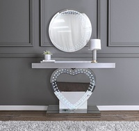 Table console nordique moderne de luxe, fabriquée à la main en Italie, avec miroir en verre 3D, table console de couloir avec ensemble de miroir mural