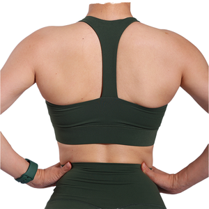Sujetador deportivo de alto impacto a prueba de golpes para mujer, con espalda en T, al por mayor, personalizado, tops de gimnasio de cuatro vías para correr, fitness y entrenamiento. - Product Image 1