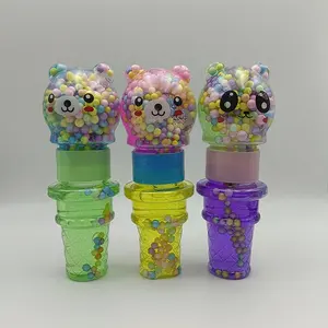 批发玩具新款甜锥熊透明无毒粘液套装儿童水晶粘液内添加泡沫