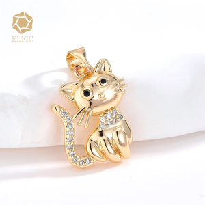 נהדר זהב 14k נחושת זירקון אנטי דהה שלום קיטי תליון חיות שרשרת קסם הסיטונאי - Product Image 2