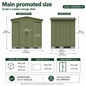 Outdoor Metal Storage Shed Galvanized Steel Lockable <b>Tool</b> <b>House</b> With Sloped Roof for Garden Backyard Equipment OEM ODM - Product Image 4