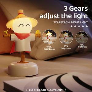Cute Scarecrow Night <b>Light</b> With <b>Touch</b> Sensor USB Rechargeable 3 Levels Dimmable <b>LED</b> Sleeping Lamp for Children Bedroom Decor - Product Image 4
