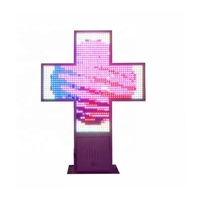 Écran LED croisé double face pour magasin de détail, programmable par smartphone, WiFi, couleur verte, IP65, animation extérieure
