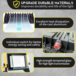Projecteur de travail LED noir 10000LM, portable, étanche IP66, avec lentille en verre trempé, cordon de 5 pieds pour utilisation en extérieur/intérieur - Product Image 3