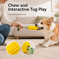 Jouets à mâcher pour chiens en TPR en forme de maïs et de balle avec corde en coton pour jeu interactif de traction - Vente en gros