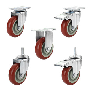 Ruedas Giratorias de Poliuretano Resistentes de 3, 4 y 5 Pulgadas, Color Rojo, para Sala de Estar, Oficina y Baño - Product Image 3