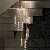 Éclairage de lustre de goutte de pluie d'escalier de la coutume 2m 3m 4m, lustre de plafond de pluie